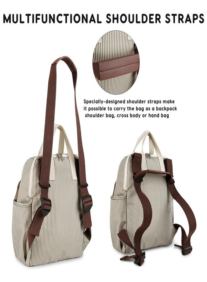 SONARIN Versatile Diaper Bag Backpack Shoulder Tote Bag Nappy Changing Bag Mummy Bag with Changing Pad & Insulated Bottle Bag(Khaki) - Image 4